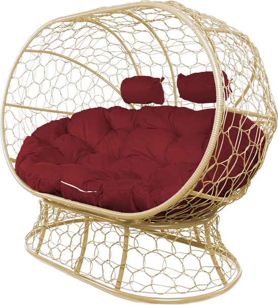 Изображение товара Диван садовый M-Group Лежебока / 11190502 (на подставке с бежевым ротангом/бордовая подушка)