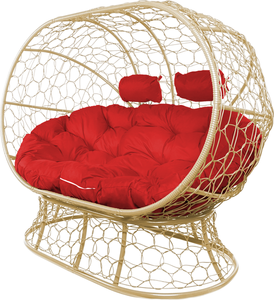 Изображение товара Диван садовый M-Group Лежебока / 11190506 (на подставке с бежевым ротангом/красная подушка)