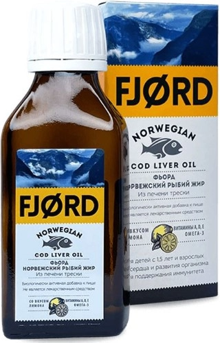 Изображение товара Жирные кислоты Fjord Норвежский рыбий жир из печени трески со вкусом лимона (200мл)