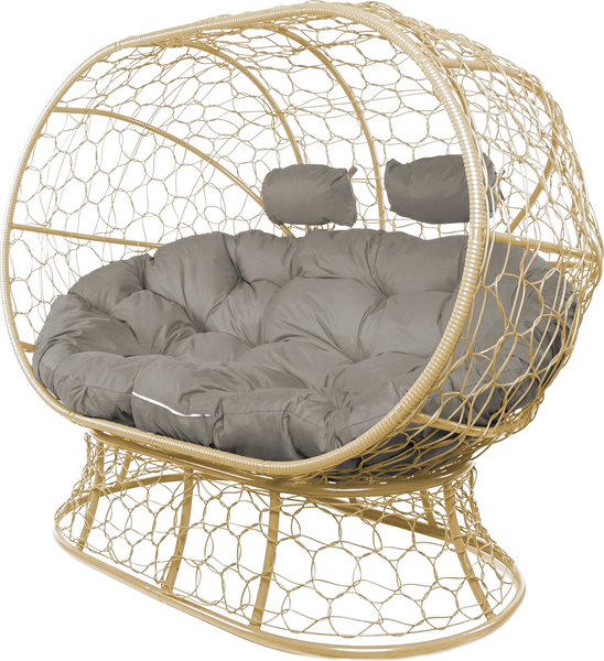 Изображение товара Диван садовый M-Group Лежебока / 11190509 (на подставке с бежевым ротангом/серая подушка)