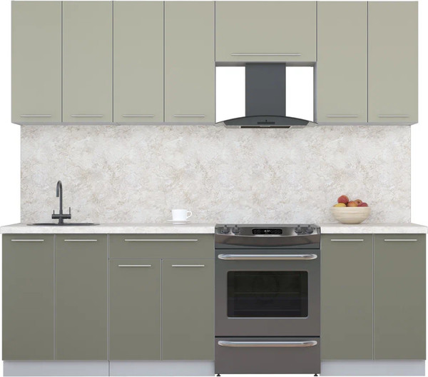 Изображение товара Кухонный гарнитур Интерлиния Мила Пластик 2.4 А (латте/кварцевый/опал светлый)