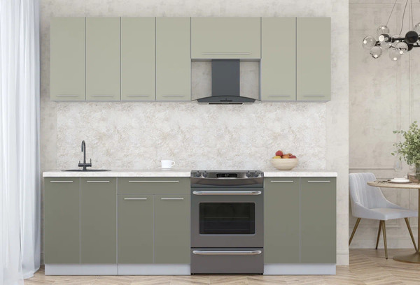 Изображение товара Кухонный гарнитур Интерлиния Мила Пластик 2.4 А (латте/кварцевый/опал светлый)