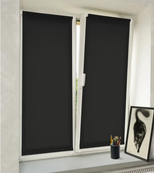 Изображение товара Рулонная штора Delfa Сантайм Лен СРШ-01 МЭД2681 (95x160, черный)