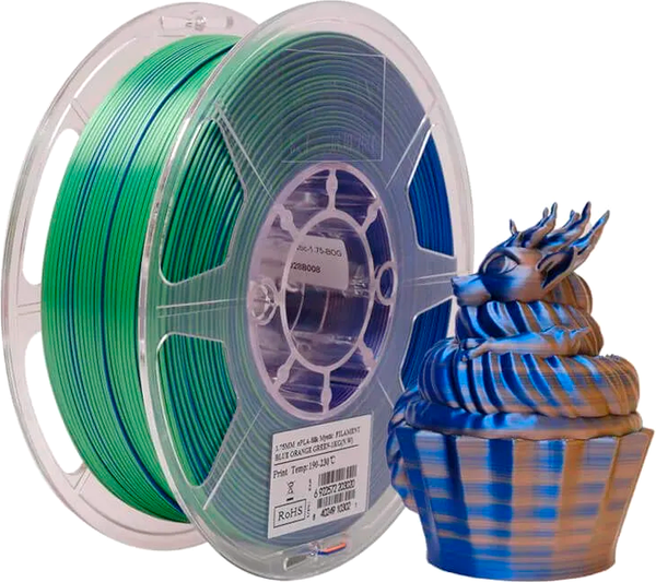 Изображение товара Пластик для 3D-печати eSUN ePLA-Silk Mystic Filament / ePLA-SilkMystic-P175BOG1 (1.75мм, 1кг, синий/оранжевый/зеленый)