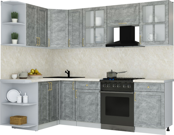 Изображение товара Кухонный гарнитур Интерлиния Мила Шато 1.5x2.5 LV (керамика/керамика/опал светлый)