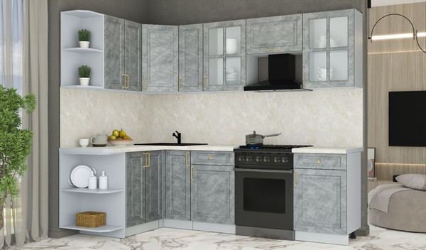 Изображение товара Кухонный гарнитур Интерлиния Мила Шато 1.5x2.5 LV (керамика/керамика/опал светлый)