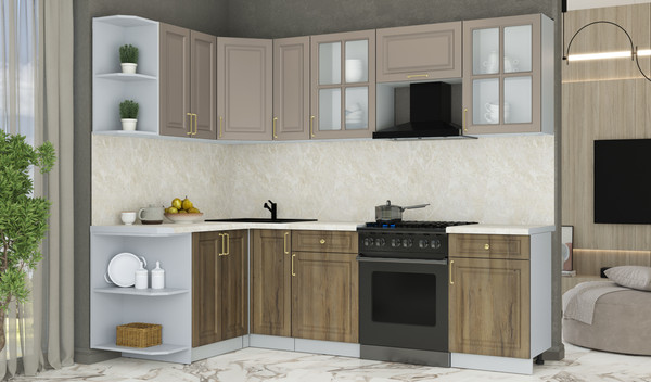 Изображение товара Кухонный гарнитур Интерлиния Мила Шато 1.5x2.5 LV (луна/дуб вотан/опал светлый)