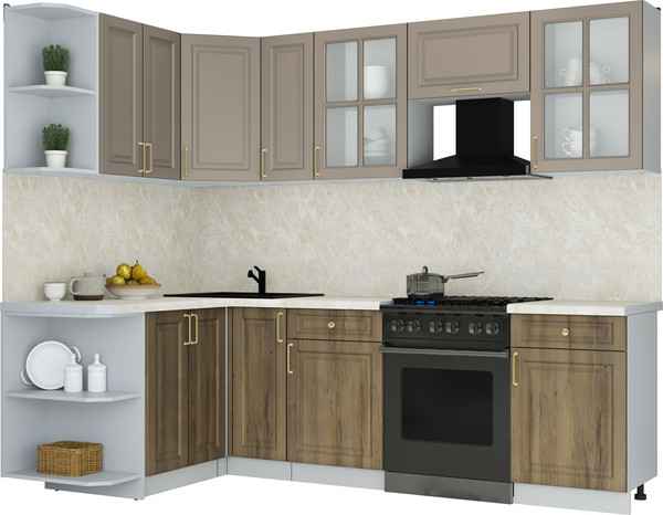 Изображение товара Кухонный гарнитур Интерлиния Мила Шато 1.5x2.5 LV (луна/дуб вотан/опал светлый)