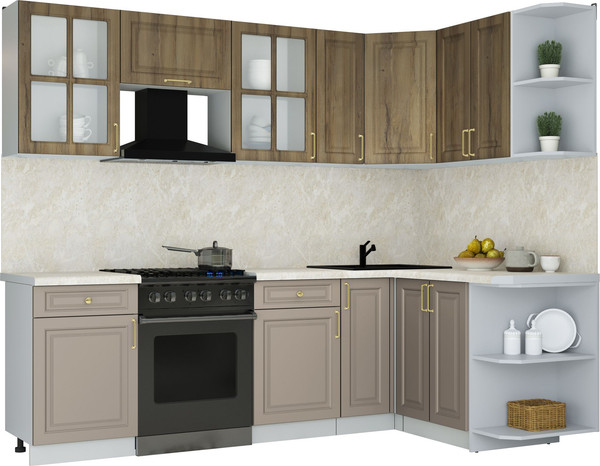 Изображение товара Кухонный гарнитур Интерлиния Мила Шато 1.5x2.5 PR (дуб вотан/луна/опал светлый)