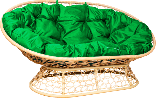 Изображение товара Диван садовый M-Group Мамасан / 12850504 (бежевый ротанг/зеленая подушка)