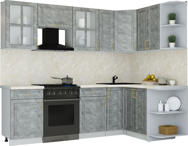 Изображение товара Кухонный гарнитур Интерлиния Мила Шато 1.5x2.5 PR (керамика/керамика/опал светлый)