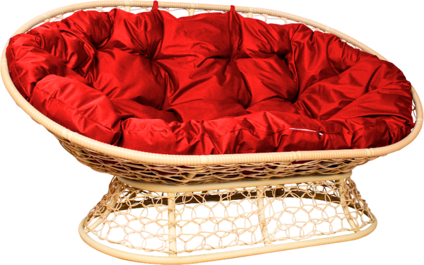 Изображение товара Диван садовый M-Group Мамасан / 12850506 (бежевый ротанг/красная подушка)