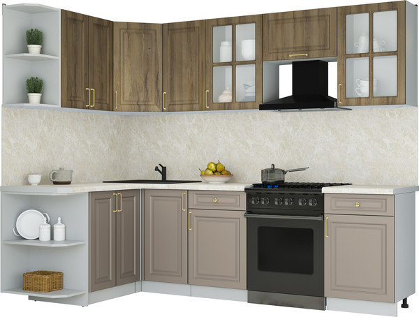 Изображение товара Кухонный гарнитур Интерлиния Мила Шато 1.5x2.6 LV (дуб вотан/луна/опал светлый)