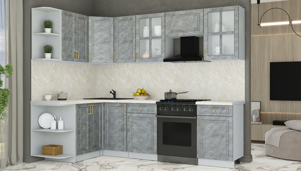 Изображение товара Кухонный гарнитур Интерлиния Мила Шато 1.5x2.6 LV (керамика/керамика/опал светлый)