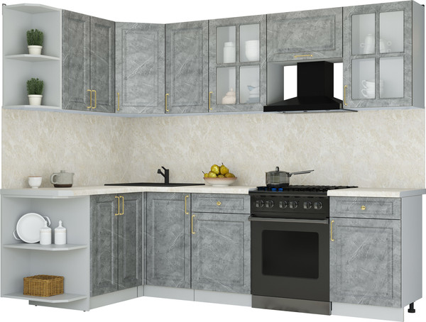 Изображение товара Кухонный гарнитур Интерлиния Мила Шато 1.5x2.6 LV (керамика/керамика/опал светлый)