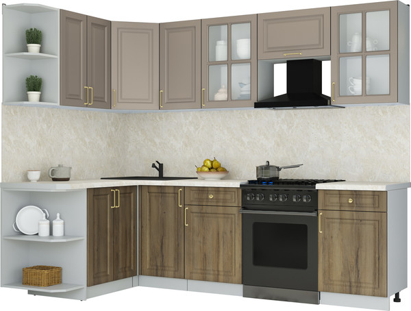 Изображение товара Кухонный гарнитур Интерлиния Мила Шато 1.5x2.6 LV (луна/дуб вотан/опал светлый)