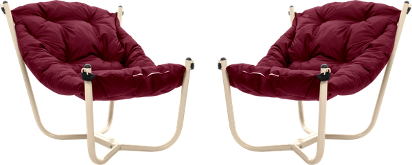 Изображение товара Комплект кресел садовых M-Group Чил / 29360502 (2шт, бежевый/бордовая подушка)