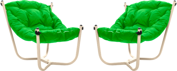 Изображение товара Комплект кресел садовых M-Group Чил / 29360504 (2шт, бежевый/зеленая подушка)