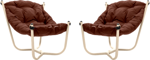 Изображение товара Комплект кресел садовых M-Group Чил / 29360505 (2шт, бежевый/коричневая подушка)