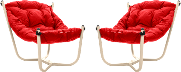 Изображение товара Комплект кресел садовых M-Group Чил / 29360506 (2шт, бежевый/красная подушка)