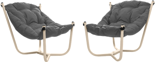 Изображение товара Комплект кресел садовых M-Group Чил / 29360509 (2шт, бежевый/серая подушка)