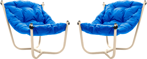 Изображение товара Комплект кресел садовых M-Group Чил / 29360510 (2шт, бежевый/синяя подушка)