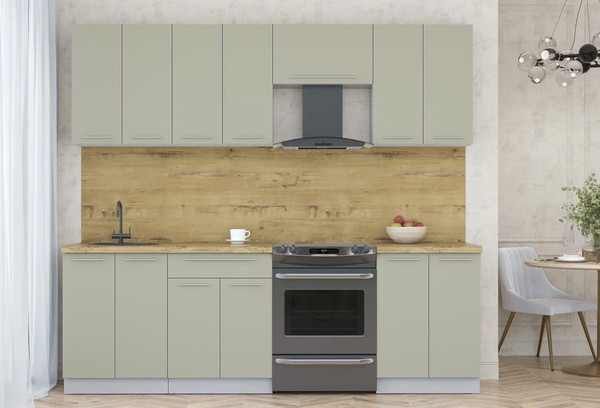 Изображение товара Кухонный гарнитур Интерлиния Мила Пластик 2.4 А (латте/латте/дуб бунратти)