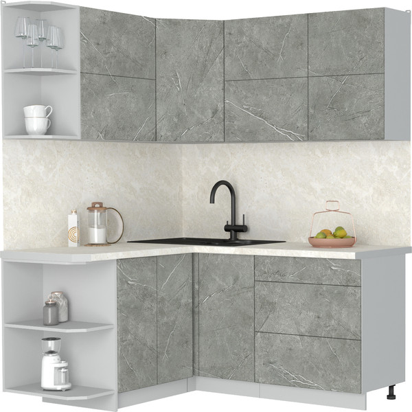 Изображение товара Кухонный гарнитур Интерлиния Мила Матте 1.5x1.7 А (керамика/керамика/опал светлый)