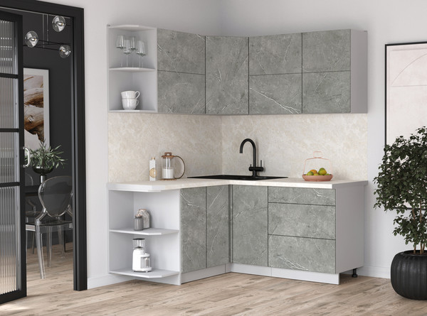 Изображение товара Кухонный гарнитур Интерлиния Мила Матте 1.5x1.7 А (керамика/керамика/опал светлый)