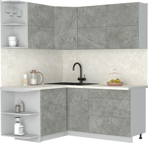 Изображение товара Кухонный гарнитур Интерлиния Мила Матте 1.5x1.8 А (керамика/керамика/опал светлый)