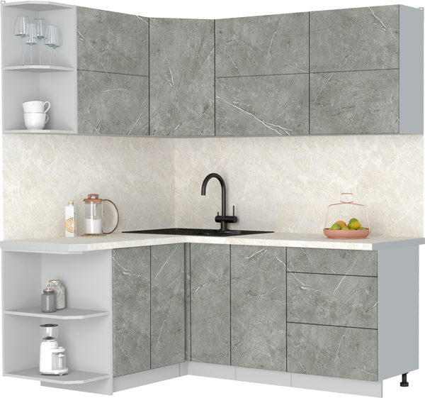 Изображение товара Кухонный гарнитур Интерлиния Мила Матте 1.5x1.9 А (керамика/керамика/опал светлый)