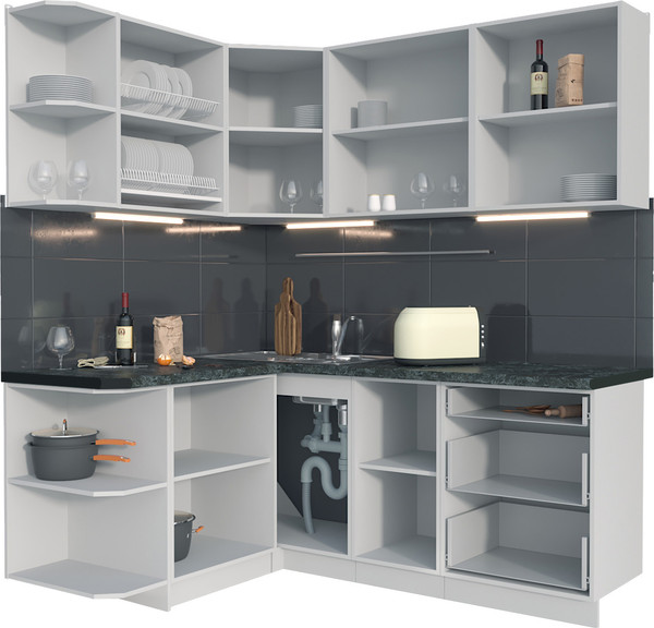 Изображение товара Кухонный гарнитур Интерлиния Мила Матте 1.5x1.9 А (керамика/керамика/опал светлый)