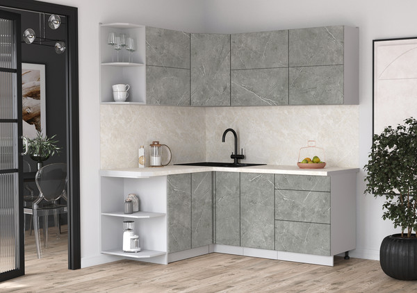 Изображение товара Кухонный гарнитур Интерлиния Мила Матте 1.5x1.9 А (керамика/керамика/опал светлый)