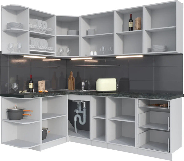 Изображение товара Кухонный гарнитур Интерлиния Мила Матте 1.5x2.3 А (дуб вотан/луна/опал светлый)