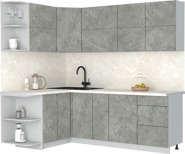 Изображение товара Кухонный гарнитур Интерлиния Мила Матте 1.5x2.3 А (керамика/керамика/опал светлый)