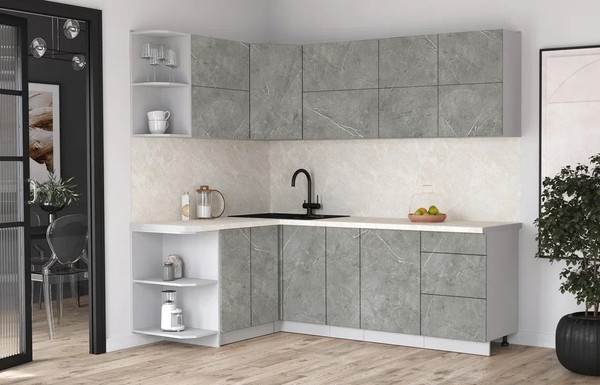 Изображение товара Кухонный гарнитур Интерлиния Мила Матте 1.5x2.3 А (керамика/керамика/опал светлый)