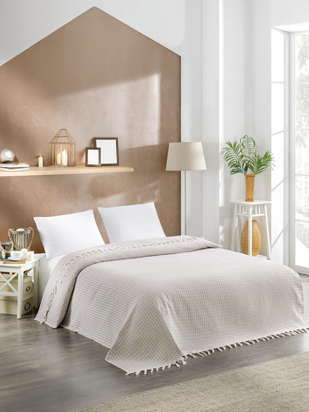 Изображение товара Покрывало METEOR Devone с бахромой 200x230 (12309 бежевый)