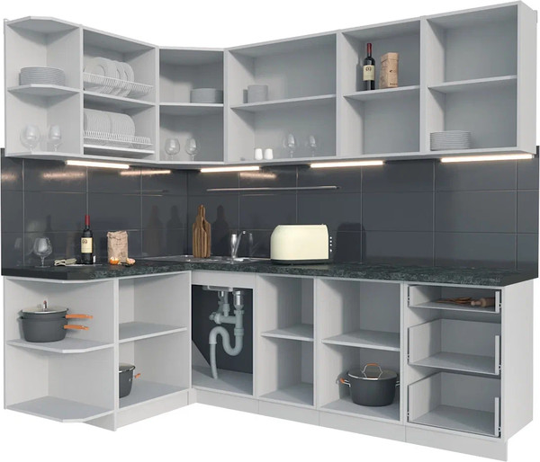 Изображение товара Кухонный гарнитур Интерлиния Мила Матте 1.5x2.4 А (дуб вотан/луна/опал светлый)