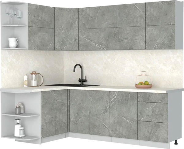 Изображение товара Кухонный гарнитур Интерлиния Мила Матте 1.5x2.4 А (керамика/керамика/опал светлый)