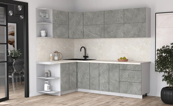 Изображение товара Кухонный гарнитур Интерлиния Мила Матте 1.5x2.5 А (керамика/керамика/опал светлый)