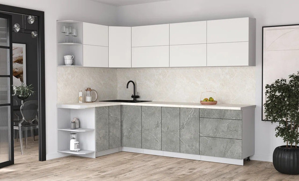 Изображение товара Кухонный гарнитур Интерлиния Мила Матте 1.5x2.8 А (белый/керамика/опал светлый)