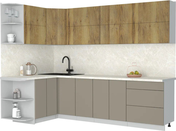 Изображение товара Кухонный гарнитур Интерлиния Мила Матте 1.5x2.8 А (дуб вотан/луна/опал светлый)
