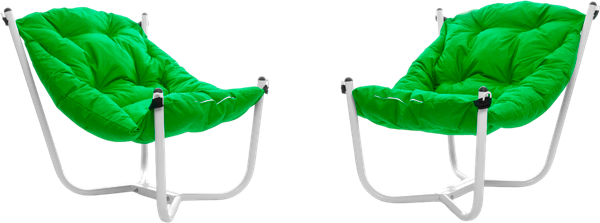 Изображение товара Комплект кресел садовых M-Group Чил / 29360104 (2шт, белый/зеленая подушка)