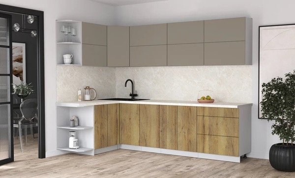 Изображение товара Кухонный гарнитур Интерлиния Мила Матте 1.5x2.8 А (луна/дуб вотан/опал светлый)