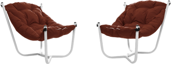 Изображение товара Комплект кресел садовых M-Group Чил / 29360105 (2шт, белый/коричневая подушка)