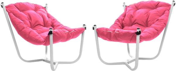 Изображение товара Комплект кресел садовых M-Group Чил / 29360108 (2шт, белый/розовая подушка)