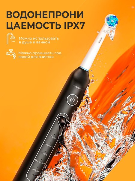 Изображение товара Электрическая зубная щетка Bitvae BV R2 Rotary E-Toothbrush+8 насадок+чехол+крышка (черный)