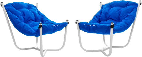 Изображение товара Комплект кресел садовых M-Group Чил / 29360110 (2шт, белый/синяя подушка)