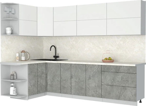 Изображение товара Кухонный гарнитур Интерлиния Мила Матте 1.5x2.9 А (белый/керамика/опал светлый)