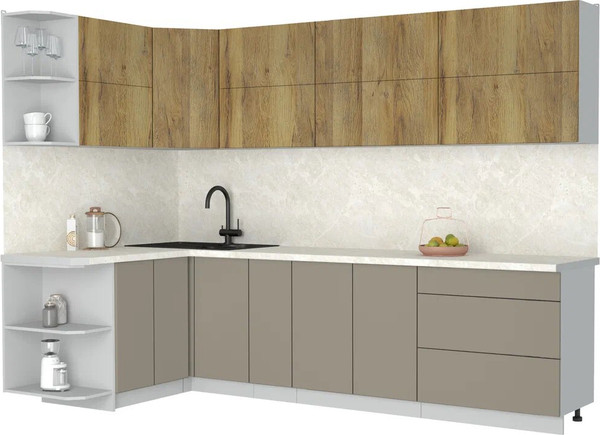 Изображение товара Кухонный гарнитур Интерлиния Мила Матте 1.5x2.9 А (дуб вотан/луна/опал светлый)
